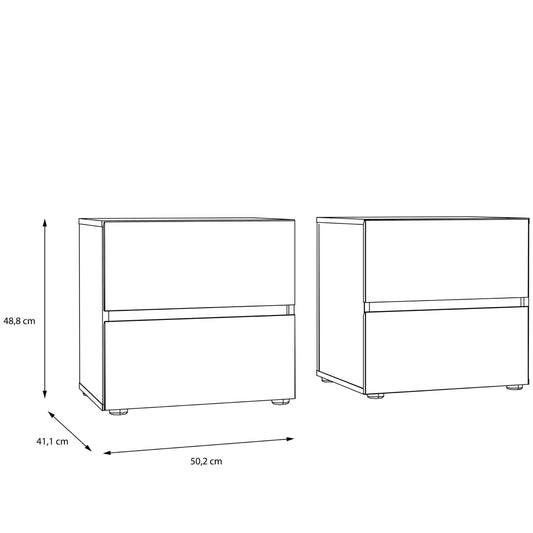Set 2 noptiere Cu Sertare Longbeach, Stejar Riviera, 50.2 Cm
