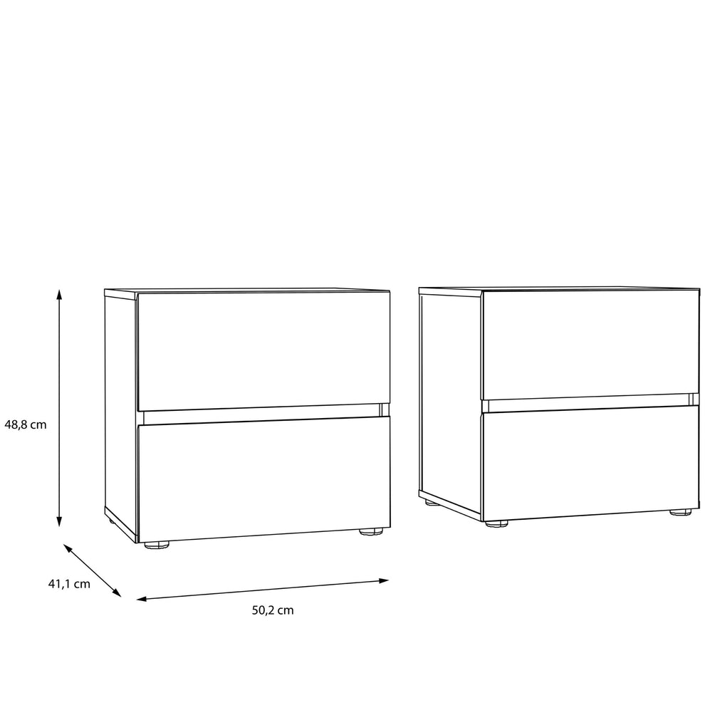 Set 2 noptiere Cu Sertare Longbeach, Stejar Riviera, 50.2 Cm