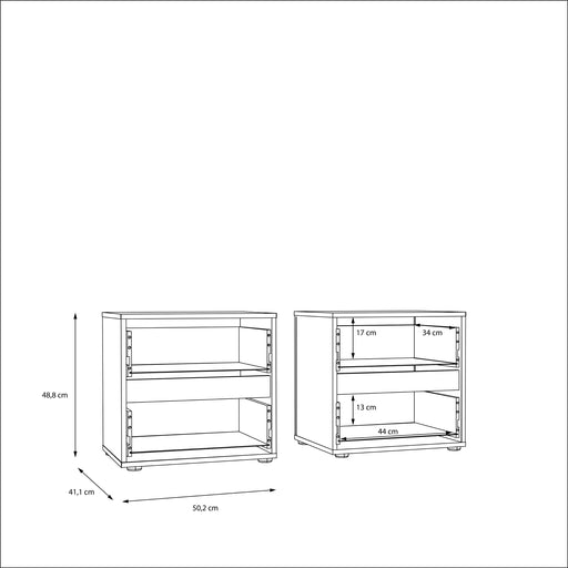 Set 2 noptiere Cu Sertare Longbeach, Stejar Riviera, 50.2 Cm
