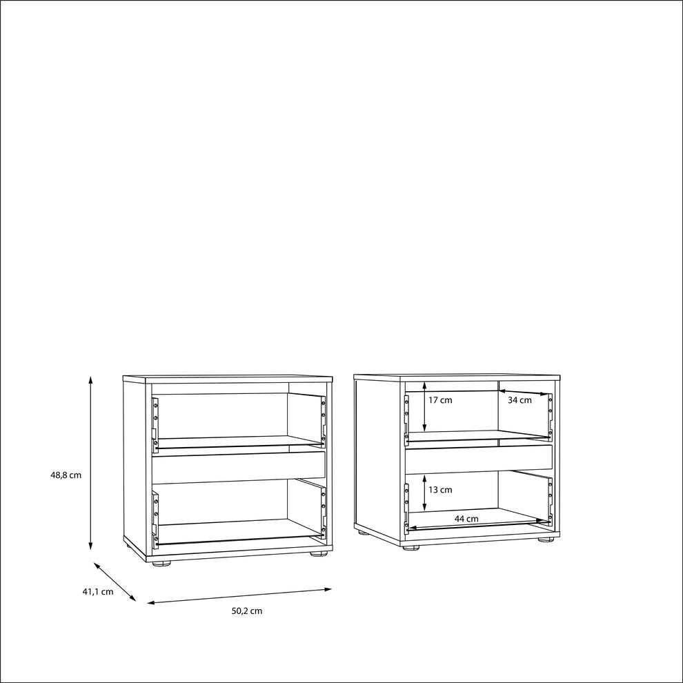 Set 2 noptiere Cu Sertare Longbeach, Stejar Riviera, 50.2 Cm