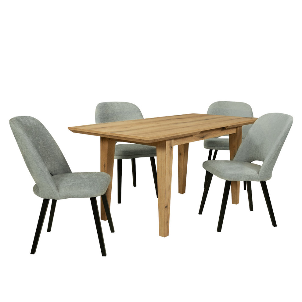Set masa extensibila Novo cu 4 Scaune Jones, Natur, 140/180 x 76 x 78 cm