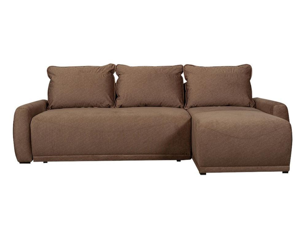 Coltar Extensibil Lea Interschimbabil Stanga/Dreapta, 5 Locuri, Lada Depozitare, Maro 256 Cm