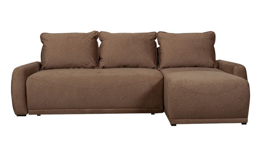 Coltar Extensibil Lea Interschimbabil Stanga/Dreapta, 5 Locuri, Lada Depozitare, Maro 256 Cm