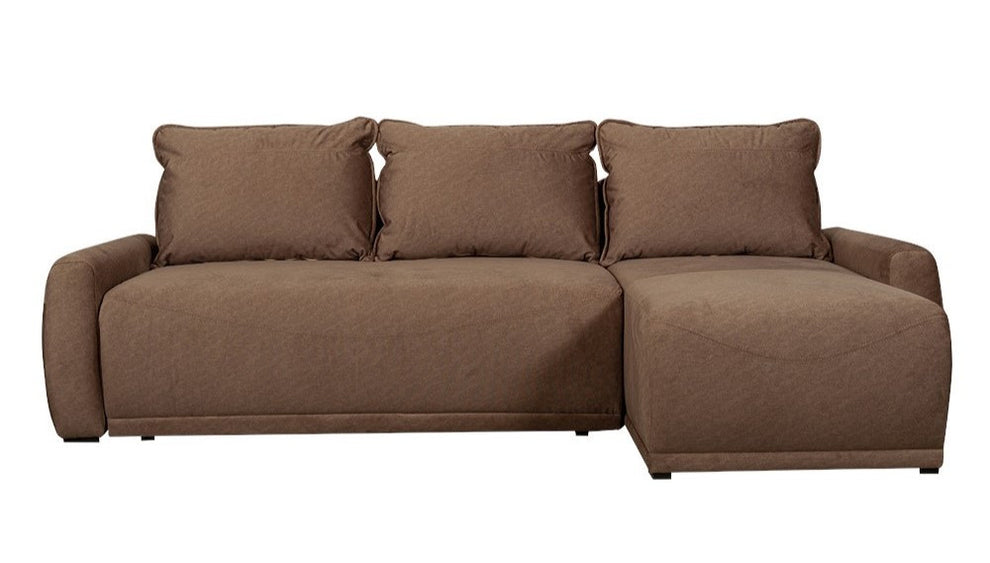 Coltar Extensibil Lea Interschimbabil Stanga/Dreapta, 5 Locuri, Lada Depozitare, Maro 256 Cm