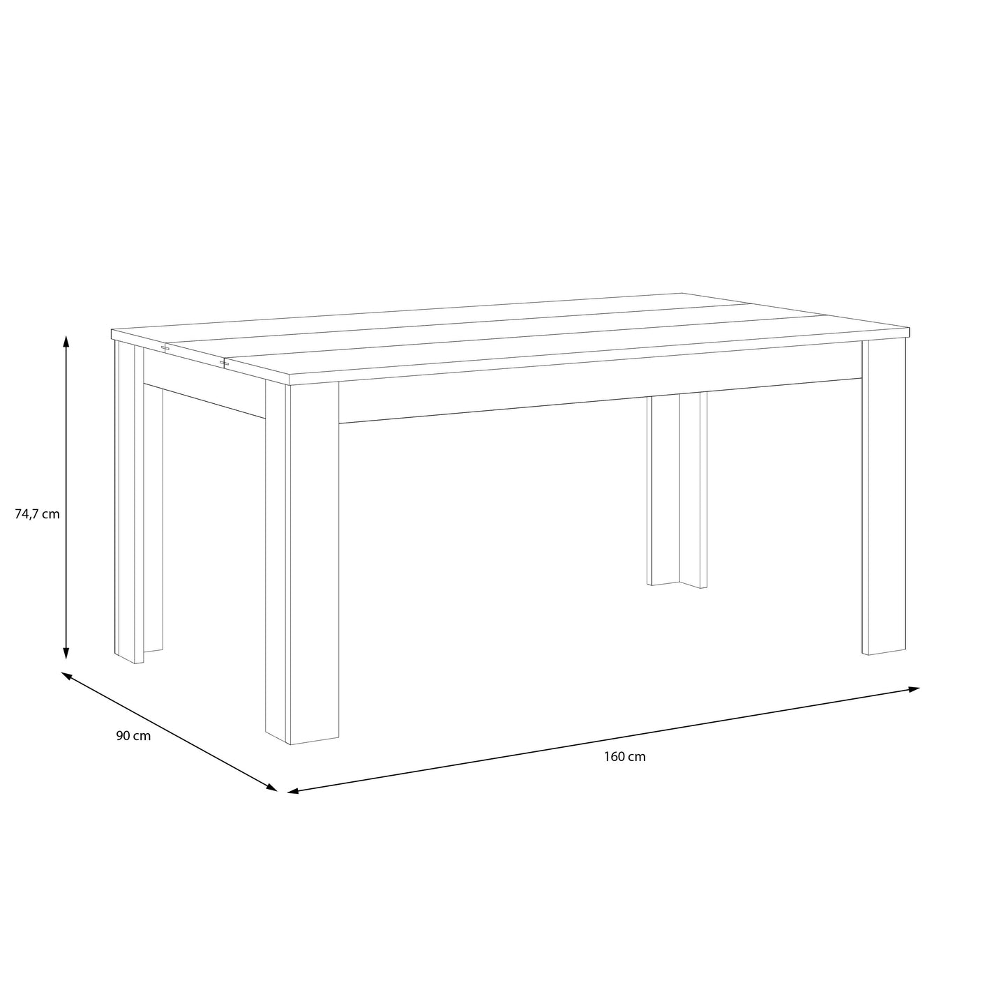 Masa Fixa Hitstone, Stejar Artisan Si Alb Super Lucios, 160 x 74.7 x 90 Cm