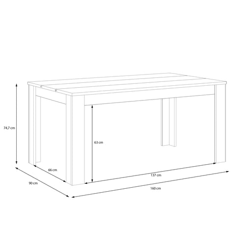 Masa Fixa Hitstone, Stejar Artisan Si Alb Super Lucios, 160 x 74.7 x 90 Cm