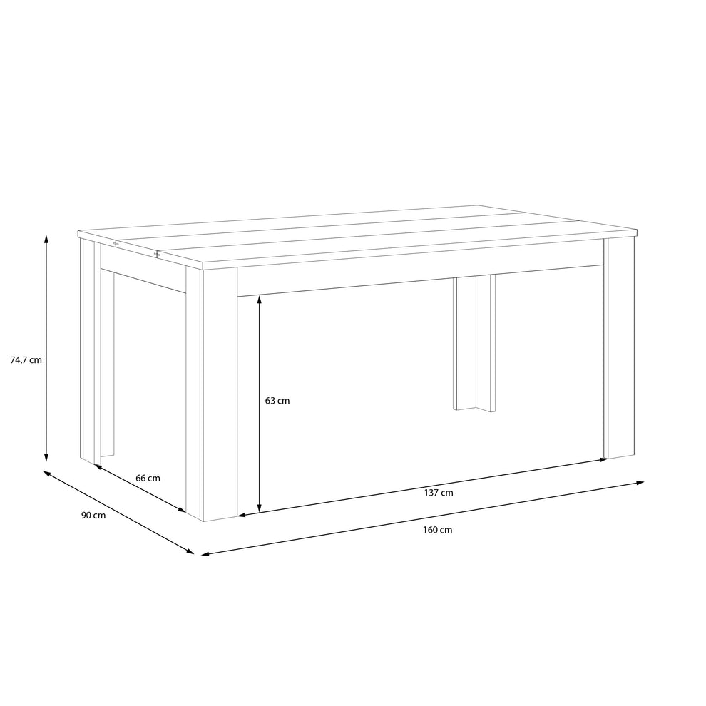 Masa Fixa Hitstone, Stejar Artisan Si Alb Super Lucios, 160 x 74.7 x 90 Cm