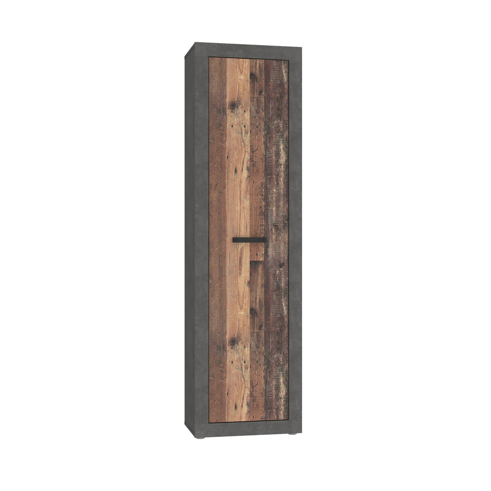 Dulap Zambara, Beton Optic Gri Inchis Si Lemn Vintage, 53.3 Cm