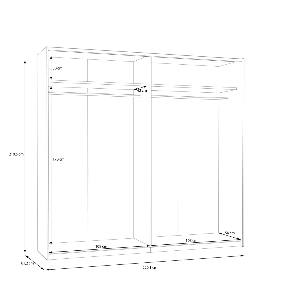 Dulap Praktic, Alb Mat, 220.1 Cm