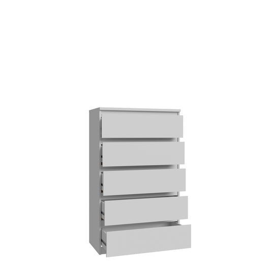 Comoda Cu 5 Sertare Praktic, Alb Mat, 77.2 Cm