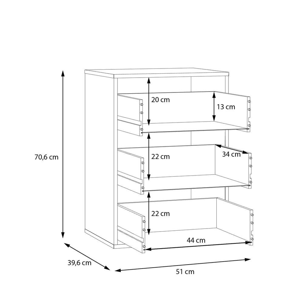 Comoda Interior Dulap Jaqueline, Gri, 51 Cm