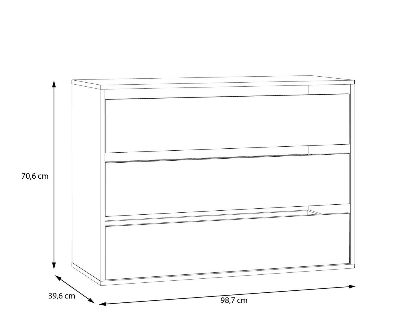 Comoda Interior Dulap Jaqueline, Gri, 98.7 Cm