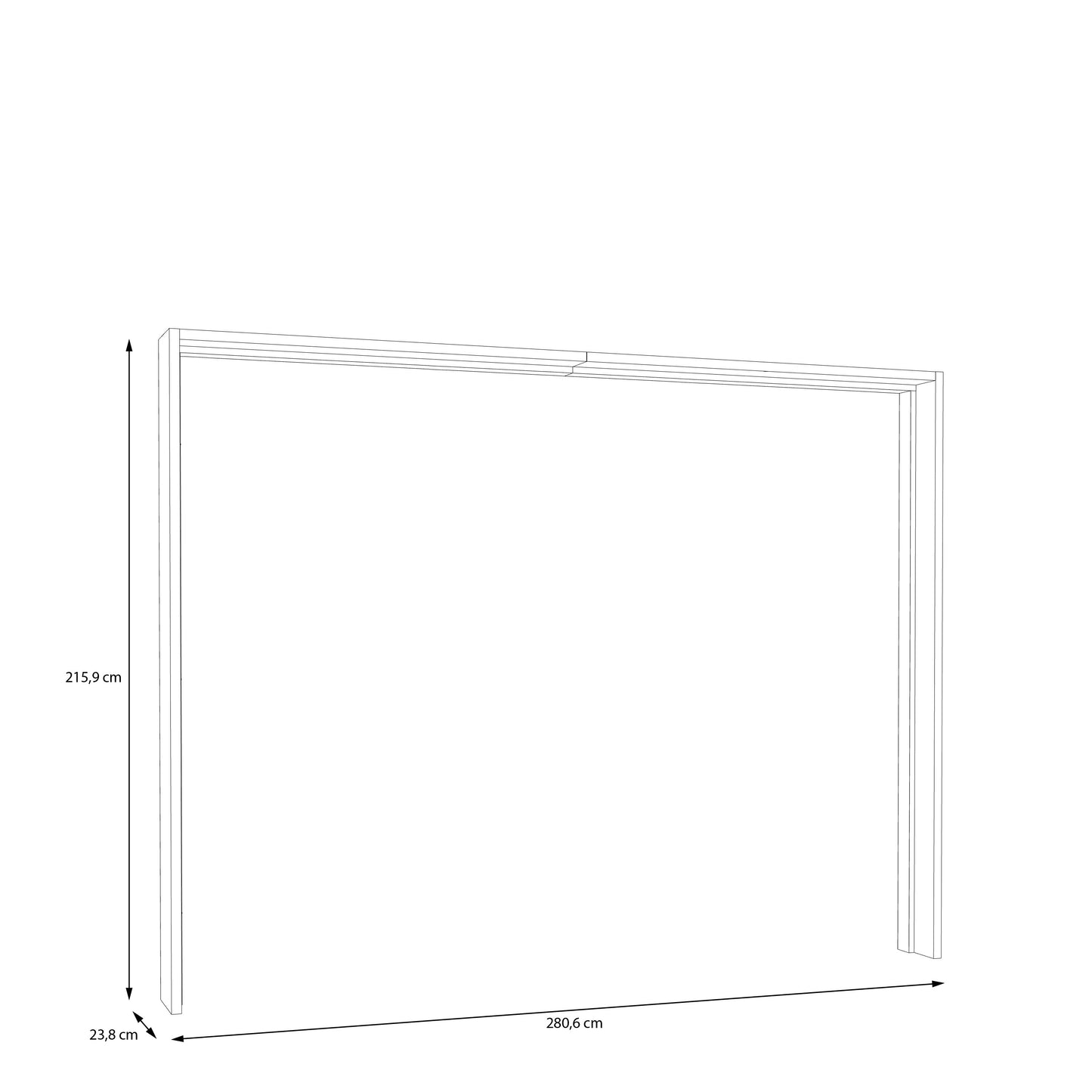 Rama Cu LED Dulap Jaqueline, Alb Si Stejar Mauvella, 280.6 Cm