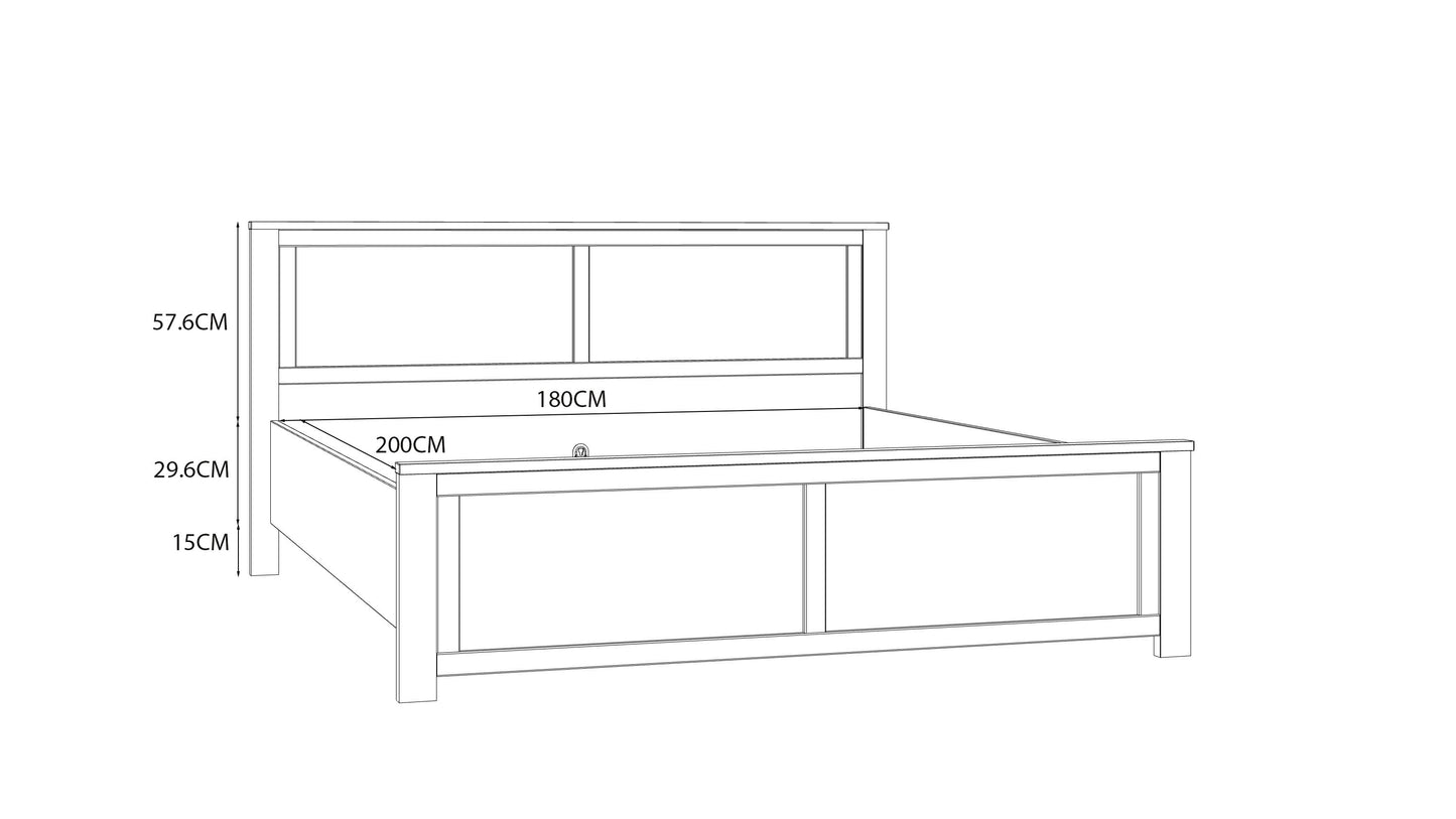 Set Dormitor Blanche, Stejar Riviera Si Zada Deschis, Pat Cu Dimensiune Saltea 180 x 200 Cm, Dulap Cu 4 Usi, Set 2 Noptiere