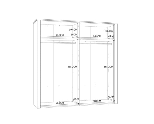 Set Dormitor Blanche, Stejar Riviera Si Zada Deschis, Pat Cu Dimensiune Saltea 180 x 200 Cm, Dulap Cu 4 Usi, Set 2 Noptiere