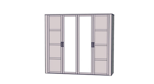 Dulap 4 Usi Blanche, Oglinzi, Stejar Riviera Si Zada Deschis, 215.9 Cm