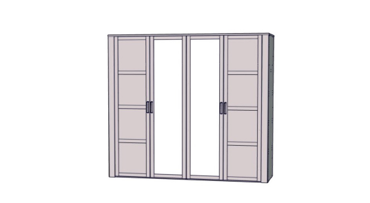 Dulap 4 Usi Blanche, Oglinzi, Stejar Riviera Si Zada Deschis, 215.9 Cm