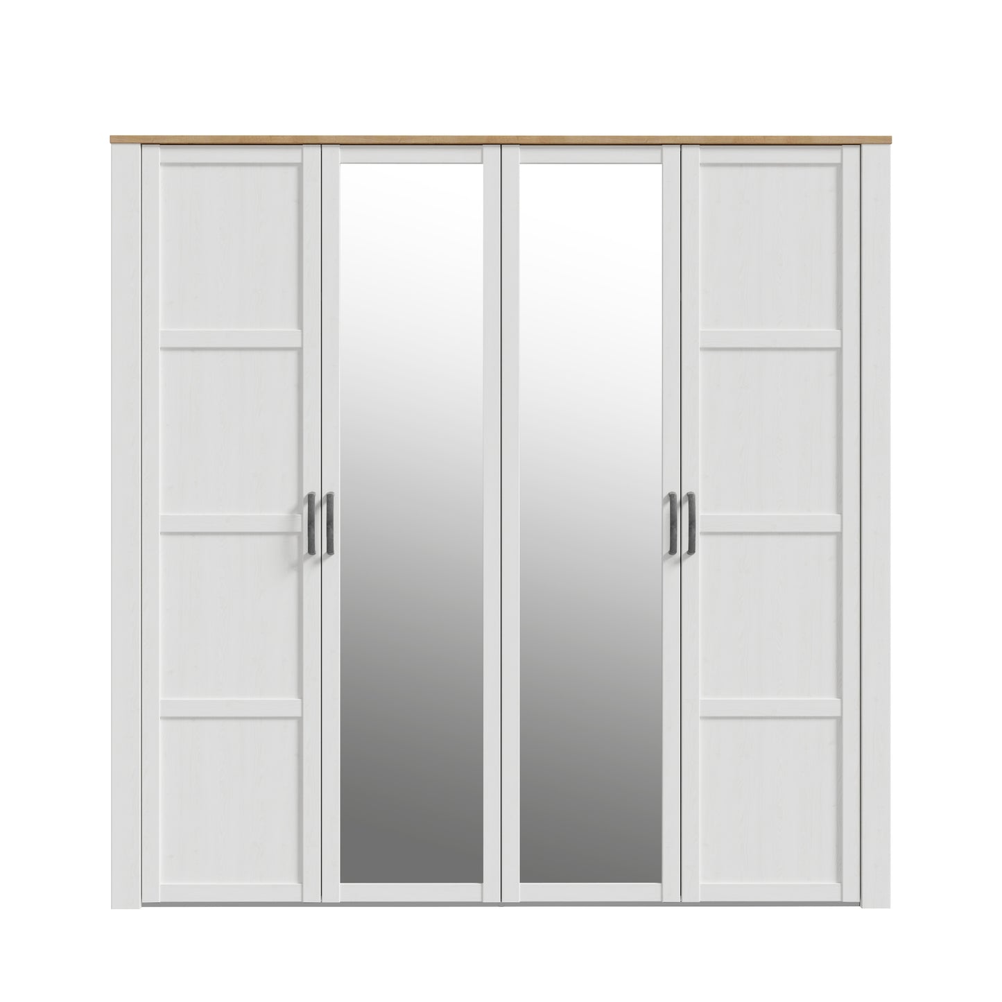 Dulap 4 Usi Blanche, Oglinzi, Stejar Riviera Si Zada Deschis, 215.9 Cm