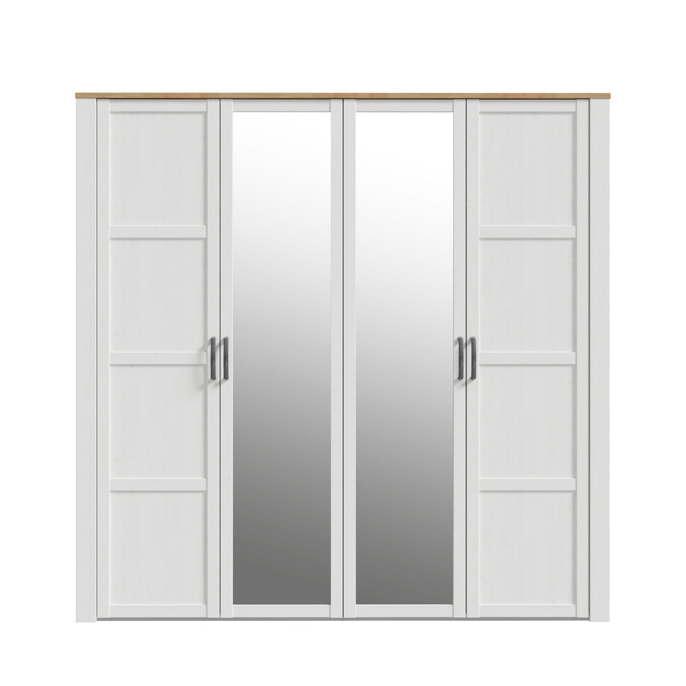 Dulap 4 Usi Blanche, Oglinzi, Stejar Riviera Si Zada Deschis, 215.9 Cm