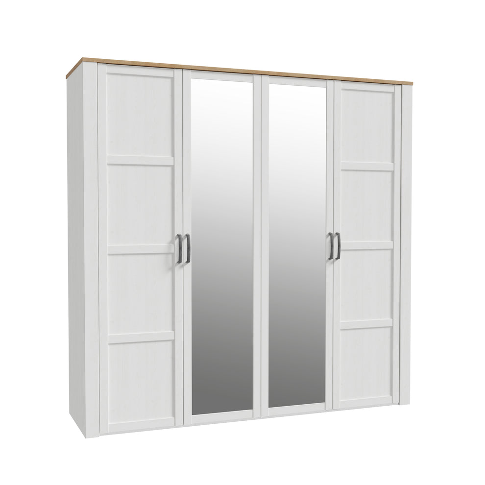 Dulap 4 Usi Blanche, Oglinzi, Stejar Riviera Si Zada Deschis, 215.9 Cm