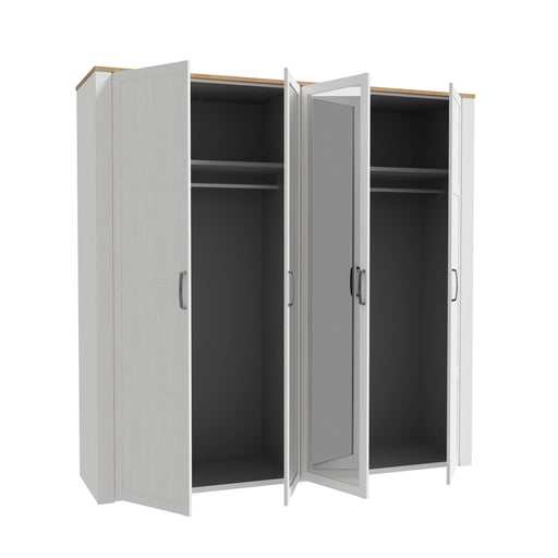 Dulap 4 Usi Blanche, Oglinzi, Stejar Riviera Si Zada Deschis, 215.9 Cm