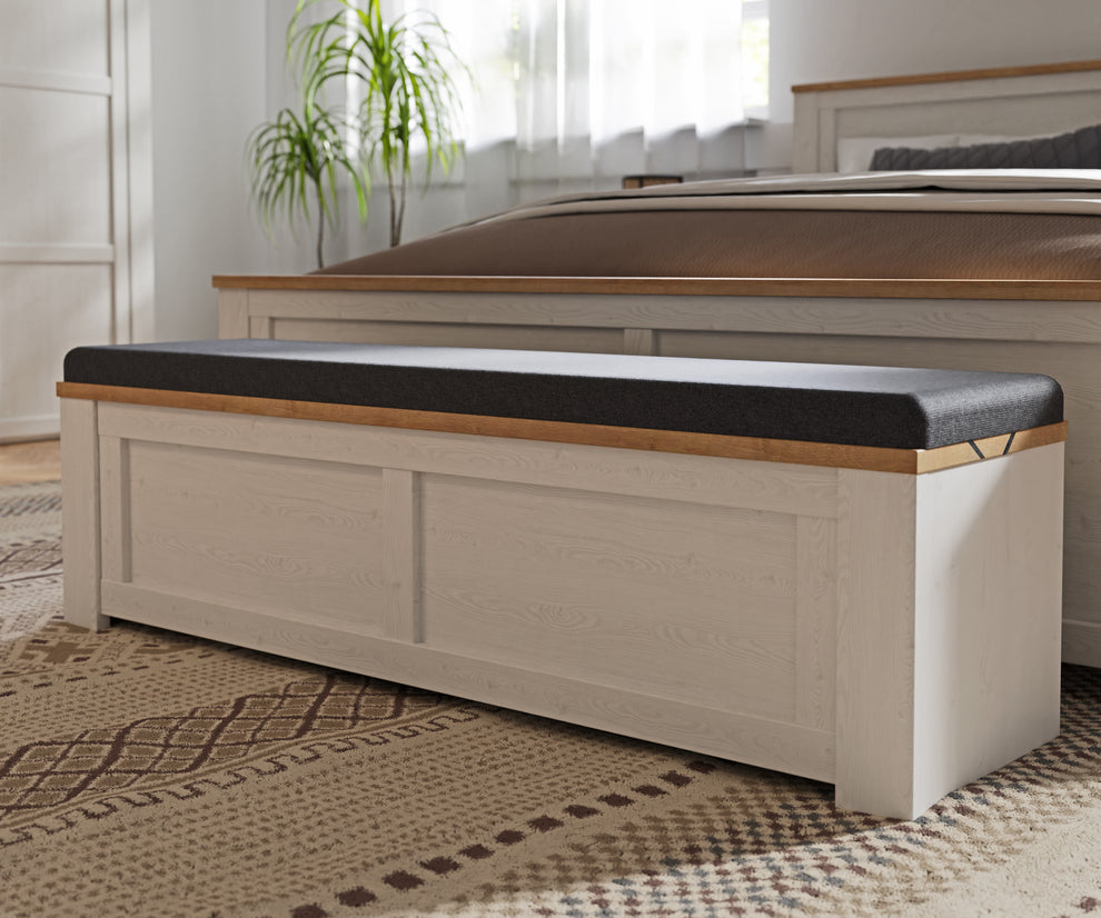 Bancheta Cu Sezut Tapitat Blanche, 135 Cm