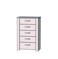 Comoda Cu 5 Sertare Blanche, Stejar Riviera Si Zada Deschis, 71.7 Cm