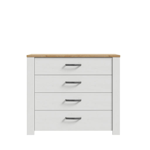 Comoda Blanche Cu 4 Sertare, Stejar Riviera Si Zada Deschis, 101.4 Cm