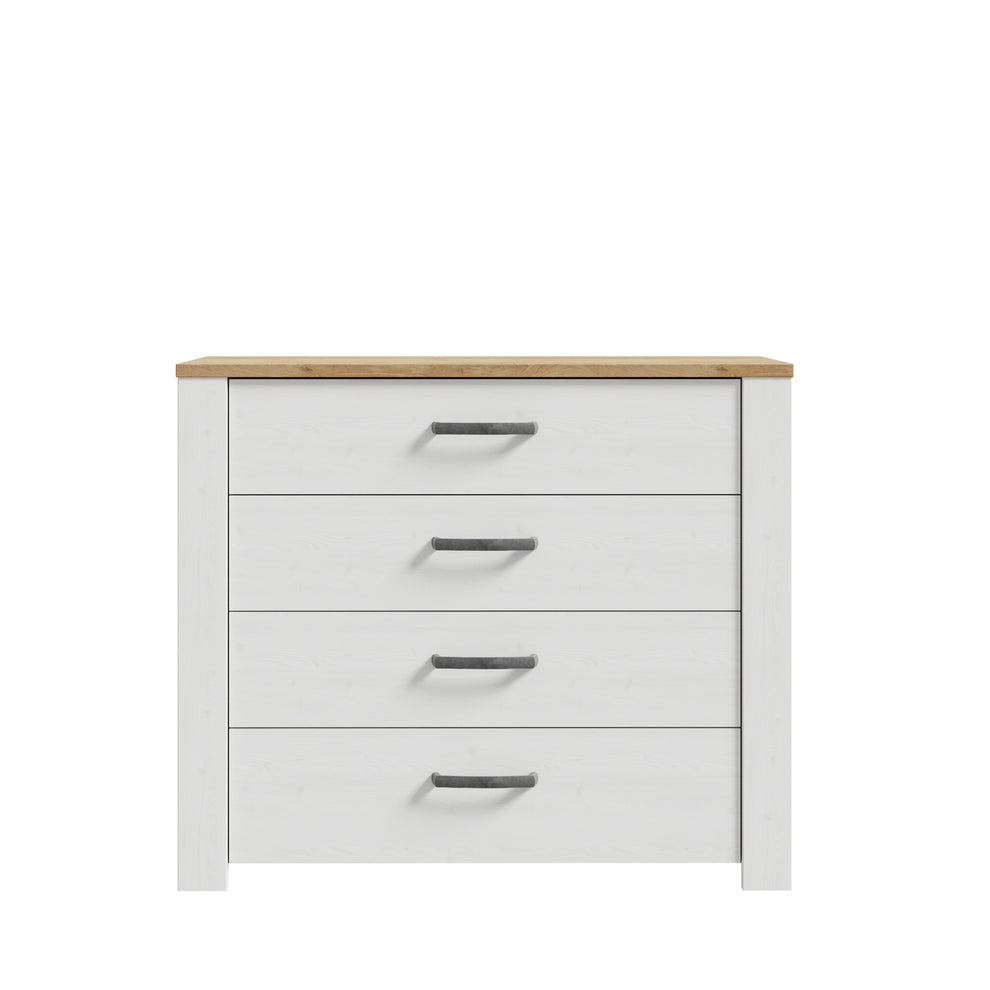 Comoda Blanche Cu 4 Sertare, Stejar Riviera Si Zada Deschis, 101.4 Cm