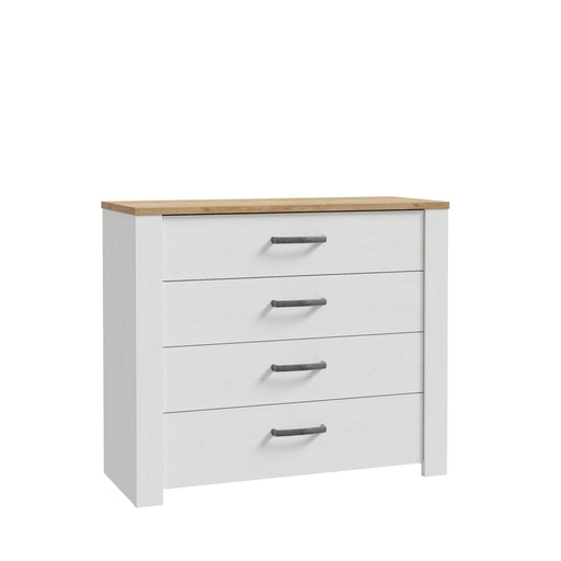 Comoda Blanche Cu 4 Sertare, Stejar Riviera Si Zada Deschis, 101.4 Cm