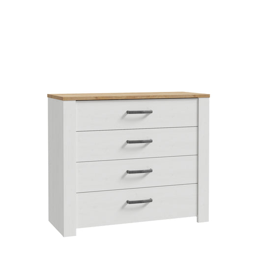 Comoda Blanche Cu 4 Sertare, Stejar Riviera Si Zada Deschis, 101.4 Cm