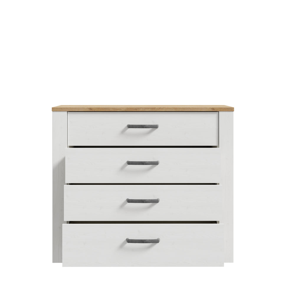 Comoda Blanche Cu 4 Sertare, Stejar Riviera Si Zada Deschis, 101.4 Cm