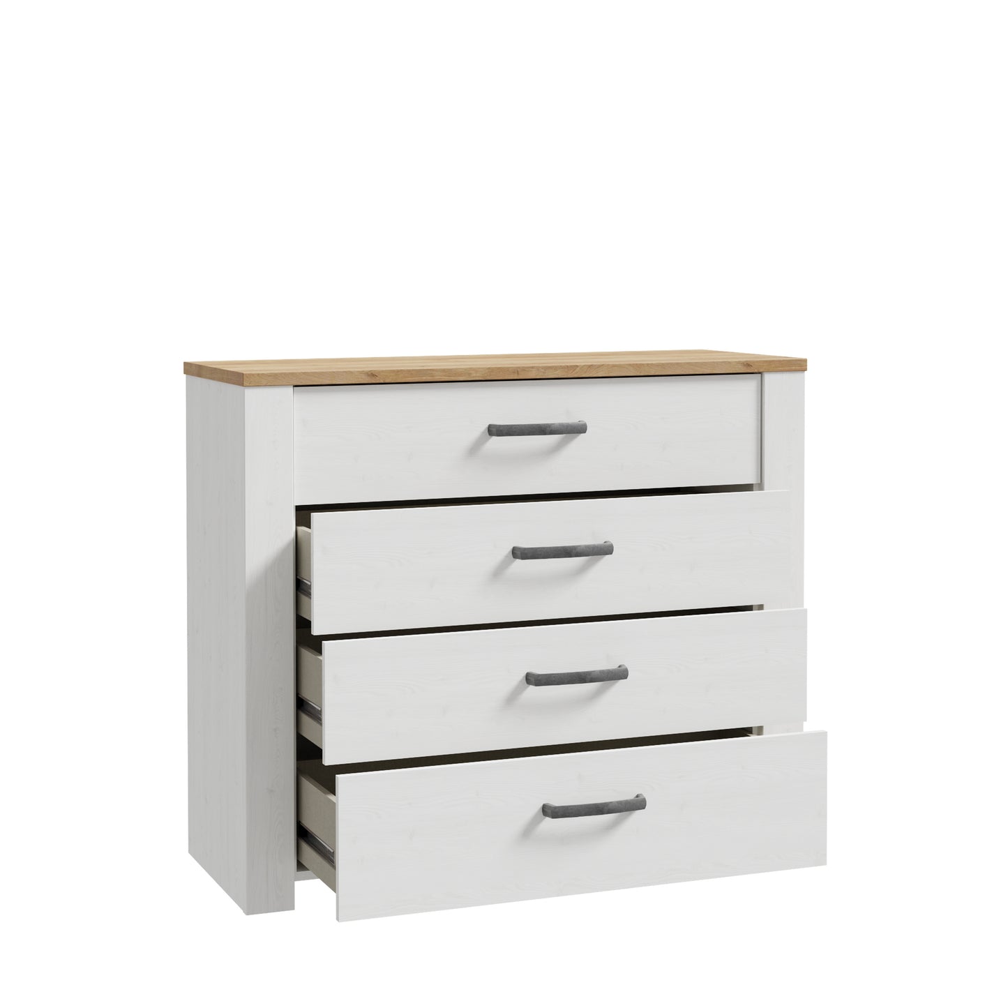Comoda Blanche Cu 4 Sertare, Stejar Riviera Si Zada Deschis, 101.4 Cm