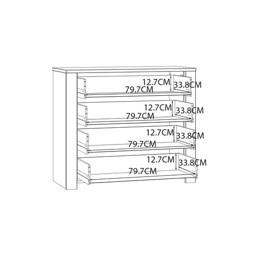 Comoda Blanche Cu 4 Sertare, Stejar Riviera Si Zada Deschis, 101.4 Cm