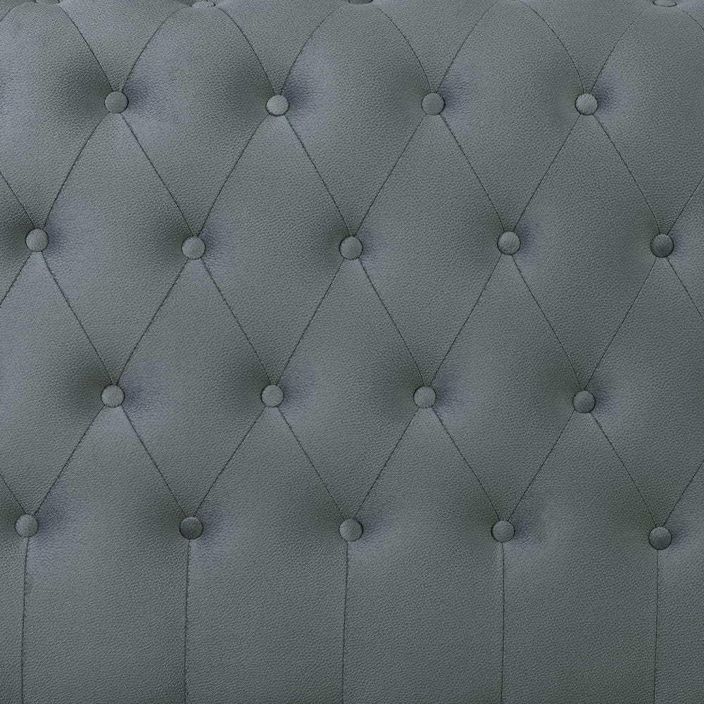 Pat Tapitat Paris, Dimensiune Saltea 140 x 200 Cm, Somiera Rabatabila, Gri Albastrui