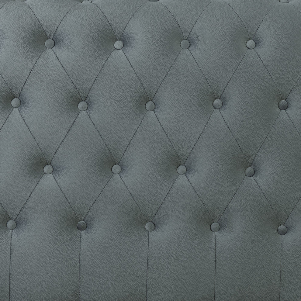 Pat Tapitat Paris, Dimensiune Saltea 140 x 200 Cm, Somiera Rabatabila, Gri Albastrui