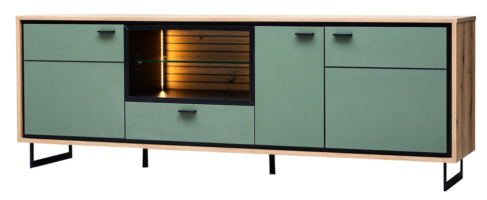 Comoda TV 3 Usi Cu 1 Nisa Si 1 Sertar Sonata Smoke Green 200 Cm