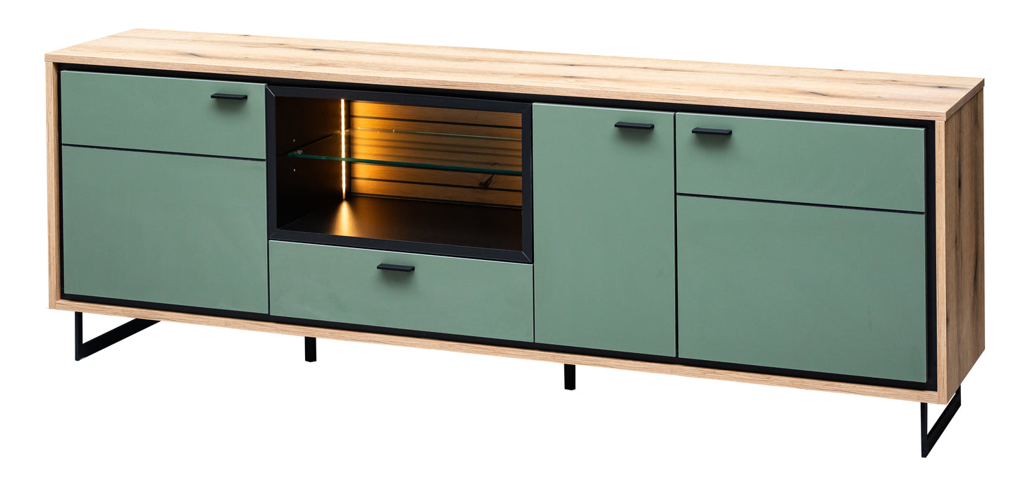 Comoda TV 3 Usi Cu 1 Nisa Si 1 Sertar Sonata Smoke Green 200 Cm