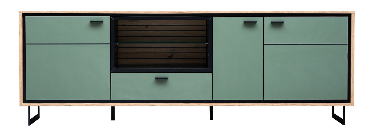 Comoda TV 3 Usi Cu 1 Nisa Si 1 Sertar Sonata Smoke Green 200 Cm