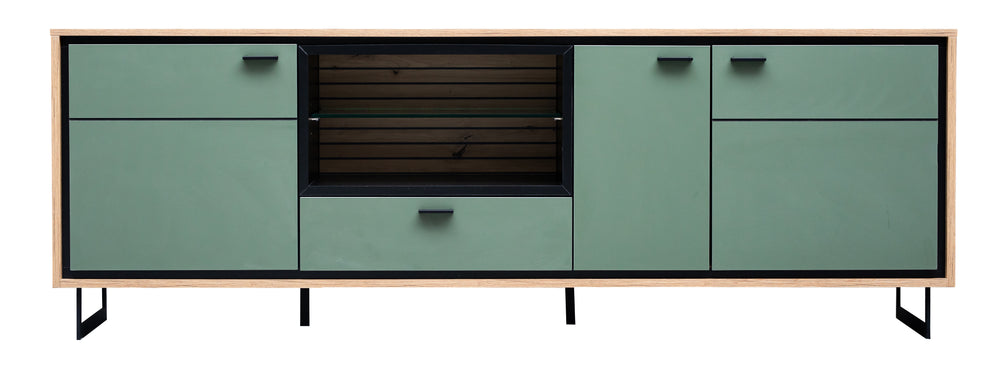 Comoda TV 3 Usi Cu 1 Nisa Si 1 Sertar Sonata Smoke Green 200 Cm