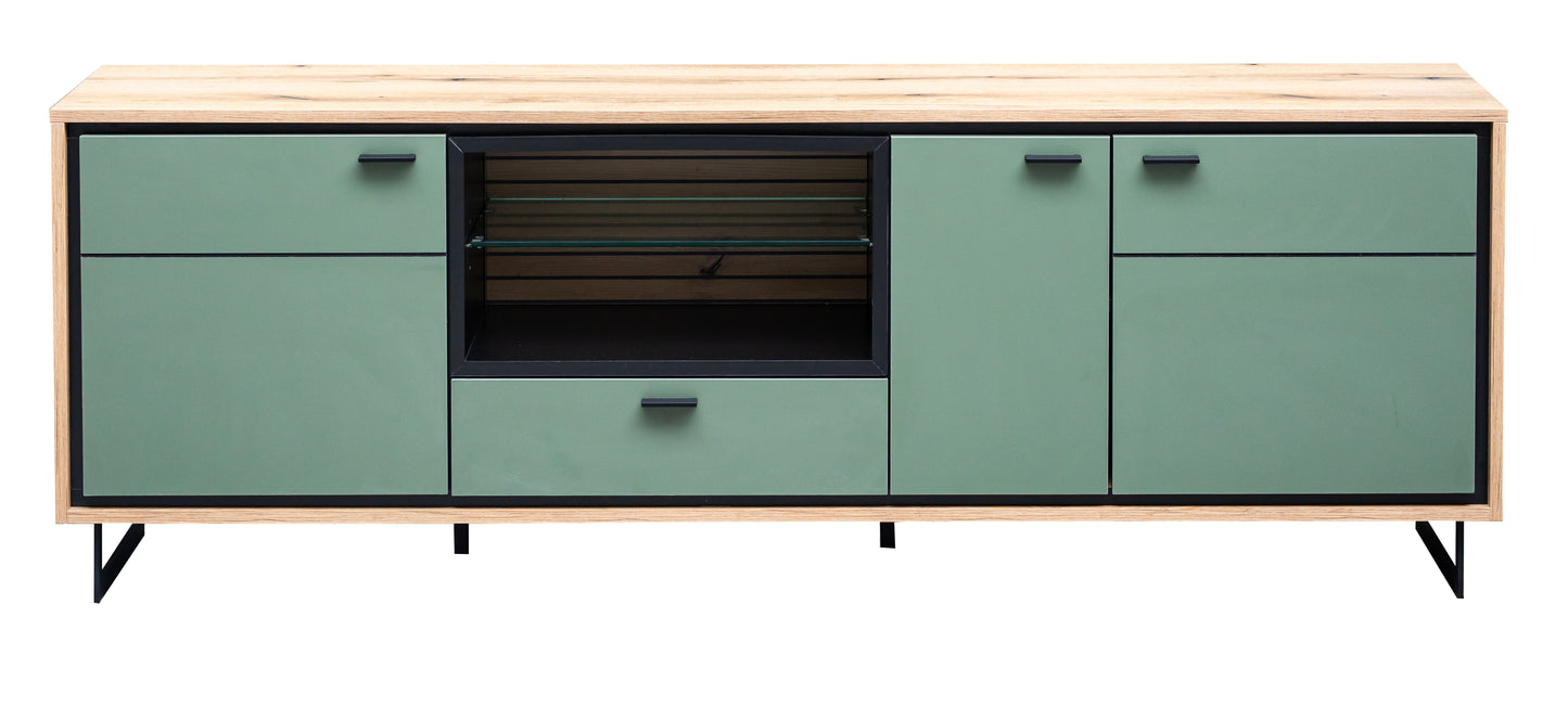 Comoda TV 3 Usi Cu 1 Nisa Si 1 Sertar Sonata Smoke Green 200 Cm