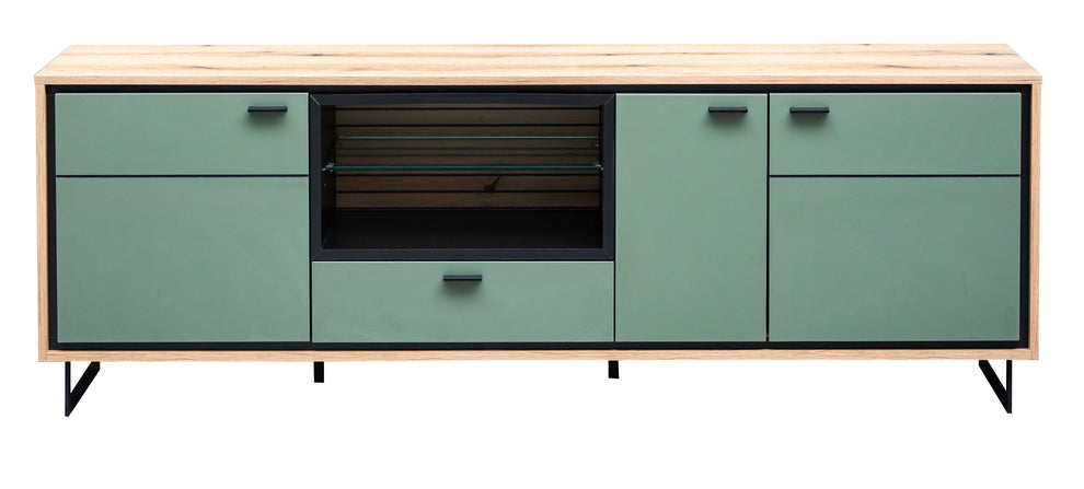 Comoda TV 3 Usi Cu 1 Nisa Si 1 Sertar Sonata Smoke Green 200 Cm