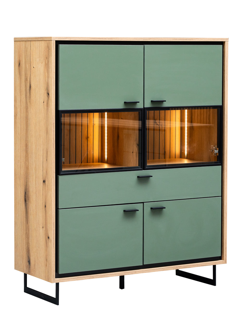 Comoda Bar 4 USi Si 1 Sertar Sonata Smoke Green 105 Cm
