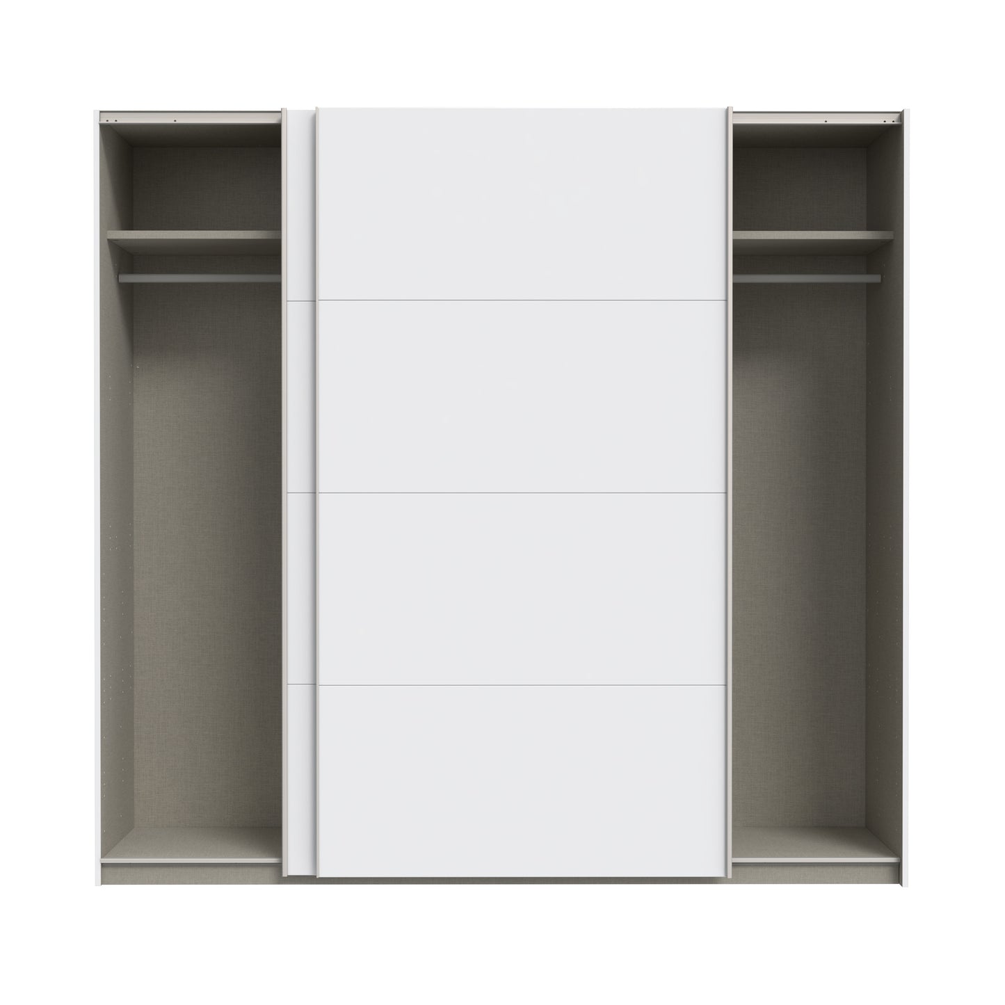 Set Dormitor Praktic, Alb Mat, Dulap 220 Cm, 2 Noptiere Si Pat Cu Dimensiune Saltea 180 x 200 Cm