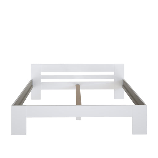 Set Dormitor Praktic, Alb Mat, Dulap 150 Cm, 2 Noptiere, Pat Cu Dimensiune Saltea 180 x 200 Cm