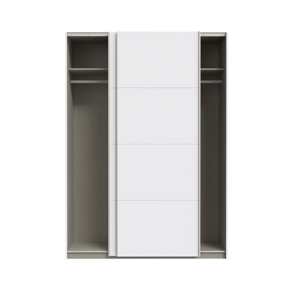 Set Dormitor Praktic, Alb Mat, Dulap 150 Cm, 2 Noptiere, Pat Cu Dimensiune Saltea 180 x 200 Cm