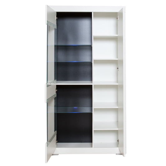 Vitrina Cu 2 Usi Snow Alb Mat, 101 Cm