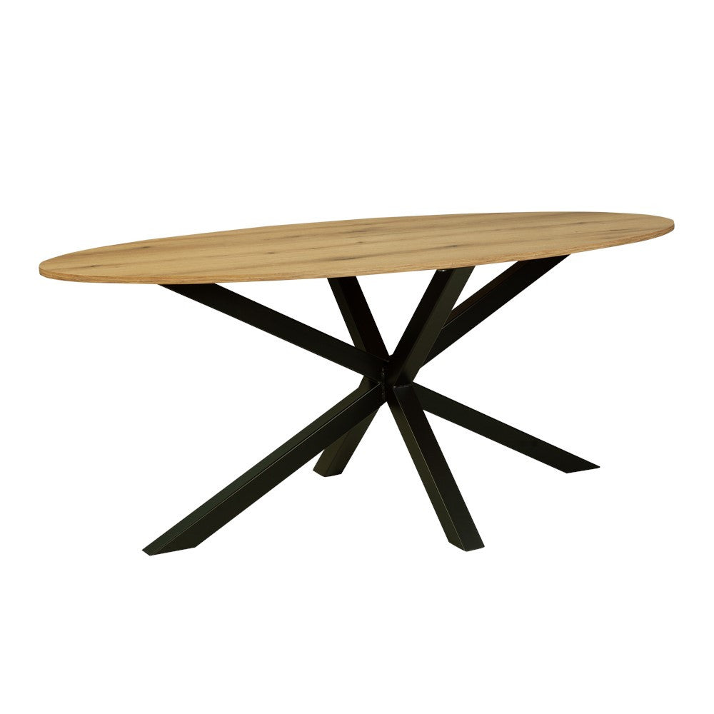 Masa Eliptica Fenix Spider, Picior Metalic, Natur Si Negru, 180 x 90 x 77.8 Cm