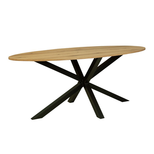 Masa Eliptica Fenix Spider, Picior Metalic, Natur Si Negru, 180 x 90 x 77.8 Cm