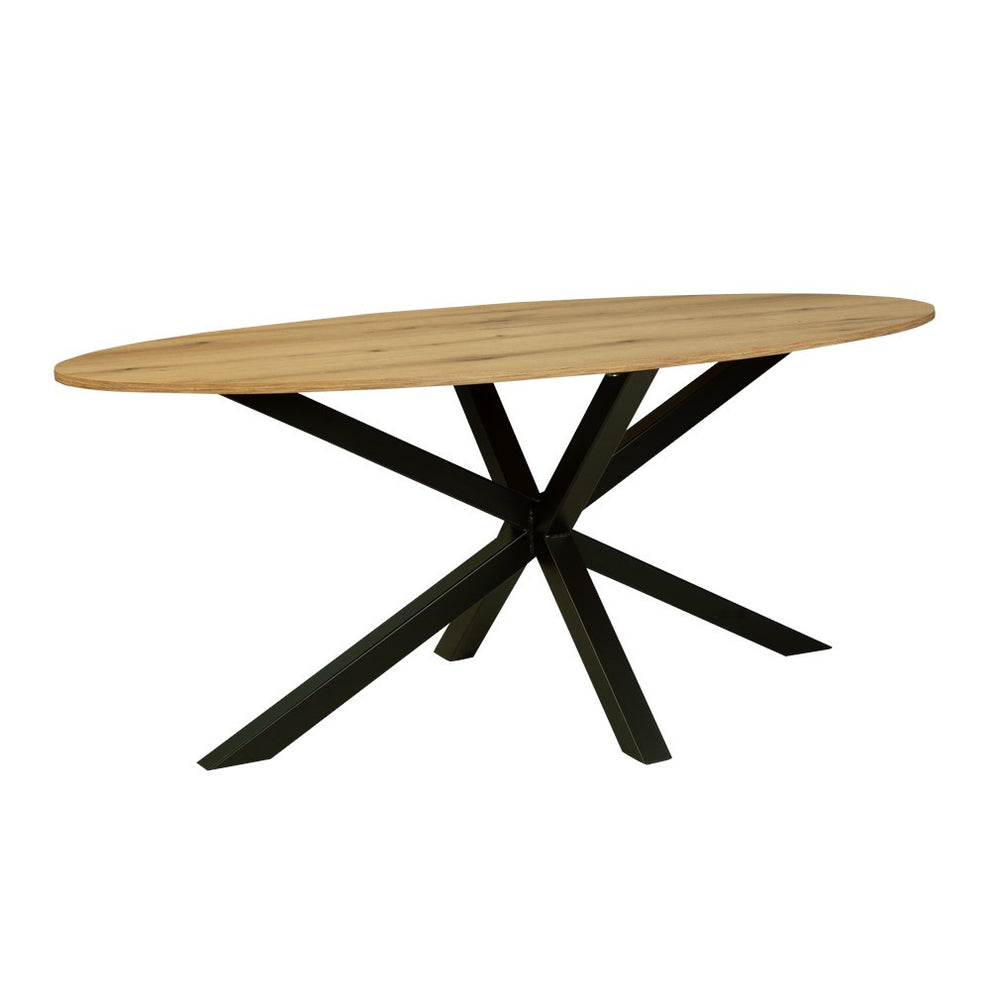 Masa Eliptica Fenix Spider, Picior Metalic, Natur Si Negru, 180 x 90 x 77.8 Cm
